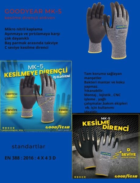 Goodyear MK-5 kesilmeye dayanıklı iş eldiveni