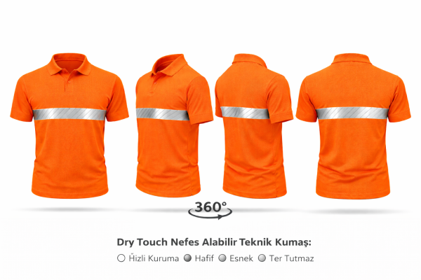 Polo yaka T-shirt reflektörlü