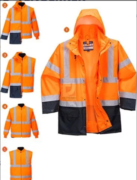 Portwest S766 5in1 Çift Renk Yüksek Görünürlüklü Parka (Turuncu Renk)