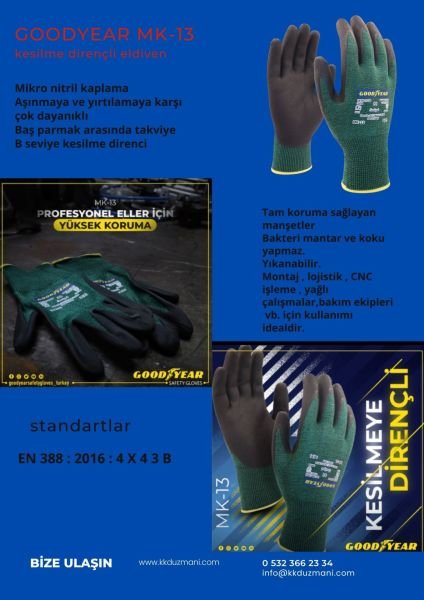 Goodyear MK-13 Kesilmeye dayanıklı iş eldiveni