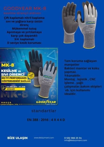 Goodyear MK-8 kesilmeye dayanıklı eldiven