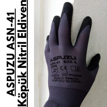 Köpük nitril iş eldiveni aspuzu asn41