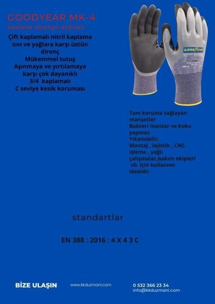 Goodyear MK 4 kesilmeye dayanıklı iş eldiveni